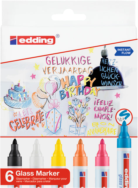 Viltstift edding 95 glasbord incl wit en zwart as