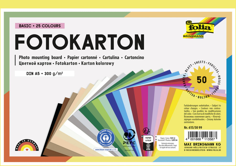 Fotokarton Folia 2-zijdig A5 270gr 50 vel 25 kl