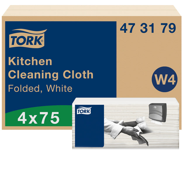 Reinigingsdoek Tork W4 gevouwen 1laags wit