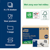 Reinigingsdoek Tork W4 gevouwen 1laags wit - afbeelding 4