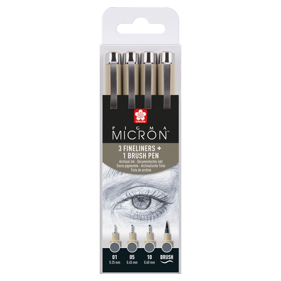 Fineliner Sakura Pigma Micron koelgrijs 4 maten
