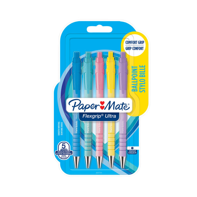 Balpen Papermate Flexgrip Ultra M pastel assorti