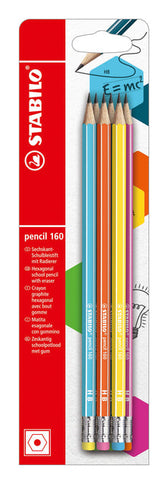 Potlood STABILO 160 HB met gumtop 6st assorti