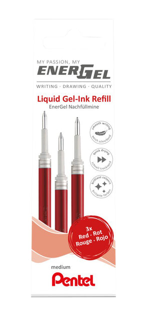 Gelschrijvervulling Pentel LR7 Energel M 3st rood