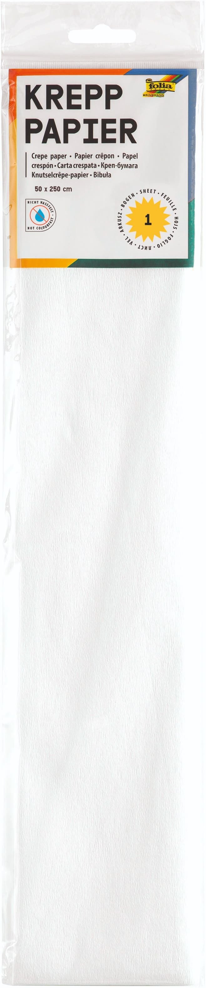 Crêpepapier Folia 250x50cm nr100 wit