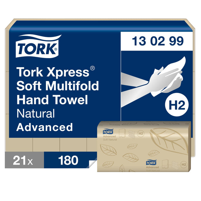 Handdoek Tork H2 Advanced 2laags 213x240mm naturel