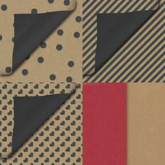 Cadeauzak Special Wrap 12x19cm kraft zw en wt ass