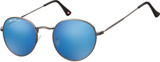 Zonnebril Montana Revo blauw rond glas met staalk