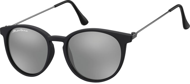 Zonnebril Montana Revo rond spiegelglas mat zwart