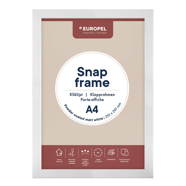 Kliklijst Europel A4 25mm mat wit