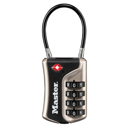 Hangslot Masterlock 4-cijfer TSA flex  zwart 35mm