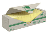 Memoblok 3M Post-it 654 76x76mm recycle geel 18+6