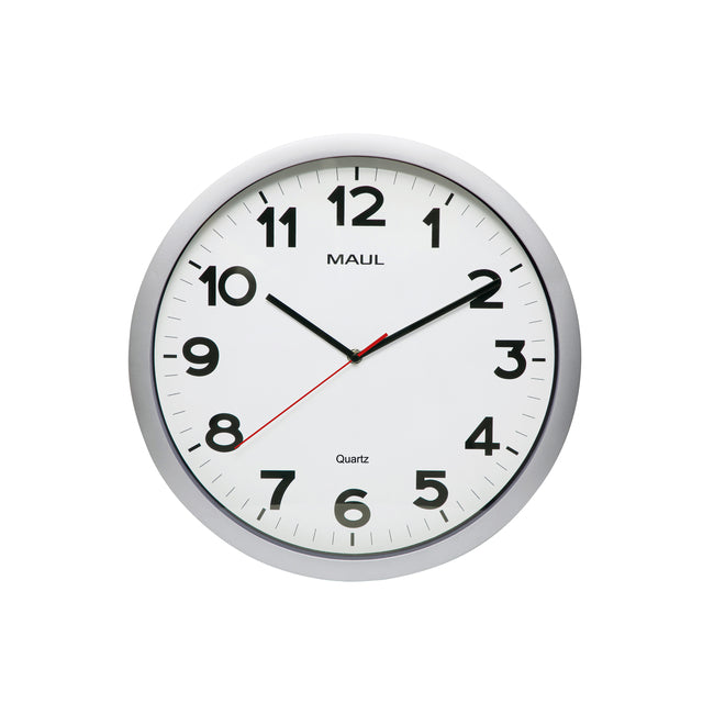 Wandklok MAUL Step Quartz Ø40x5cm kunstst zil/wit