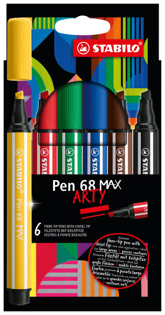 Viltstift STABILO Pen 68/6 Max Arty 6st assorti