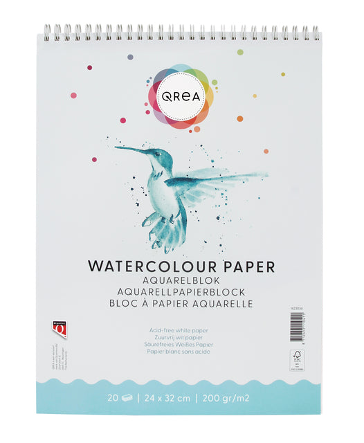Aquarelblok Qrea 24x32 20vel 200gr spiraal