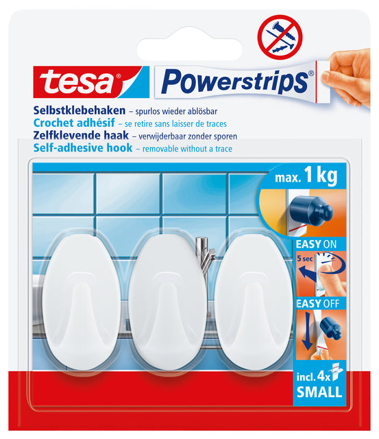 Haken tesa Powerstrips SMALL Ovaal zelfkl  wit
