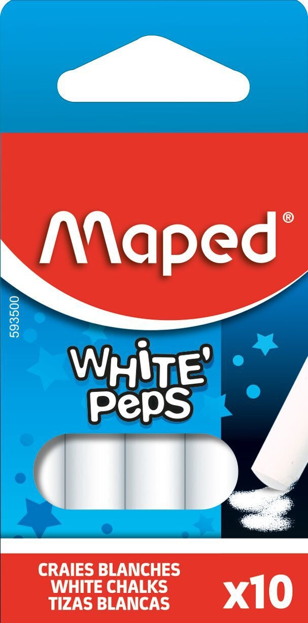 Schoolbordkrijt Maped White'Peps set 10st wit