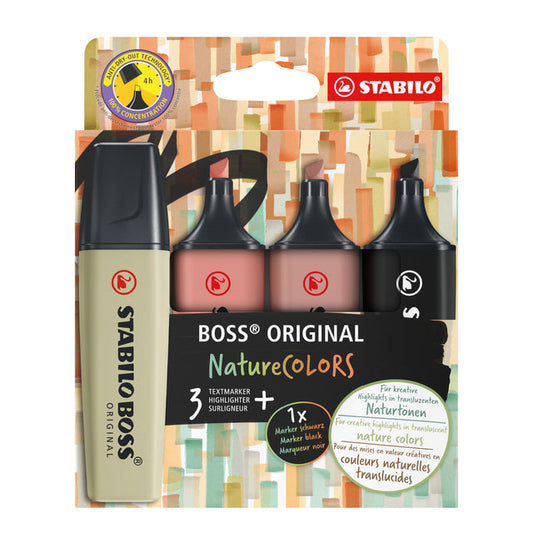 Markeerstift STABILO Boss 70/4 etui à 4st nature