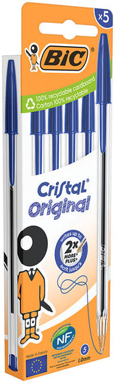Balpen Bic Cristal M 5st blauw - afbeelding 6