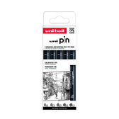 Fineliner Uni-ball Pin ASP009 set à 5 breedtes zw