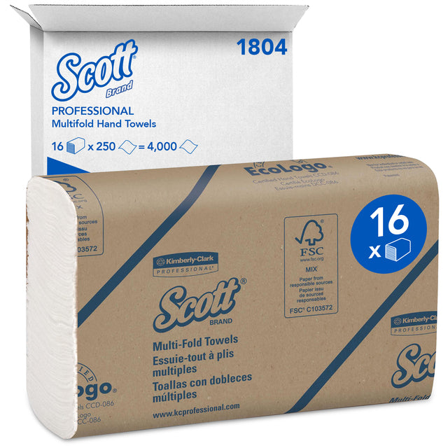 Handdoek Scott1-laags 230x235mm 16x250st wit 1804