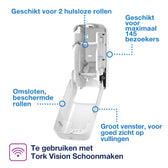 Toiletpapierdispenser Tork T7 verticaal duo wit - afbeelding 4