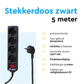 Stekkerdoos BRASQ 4 voudig 5 meter zwart - afbeelding 8