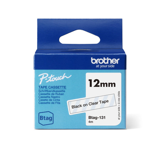 Labeltape Brother Ptouch Btag131 12mm transparant