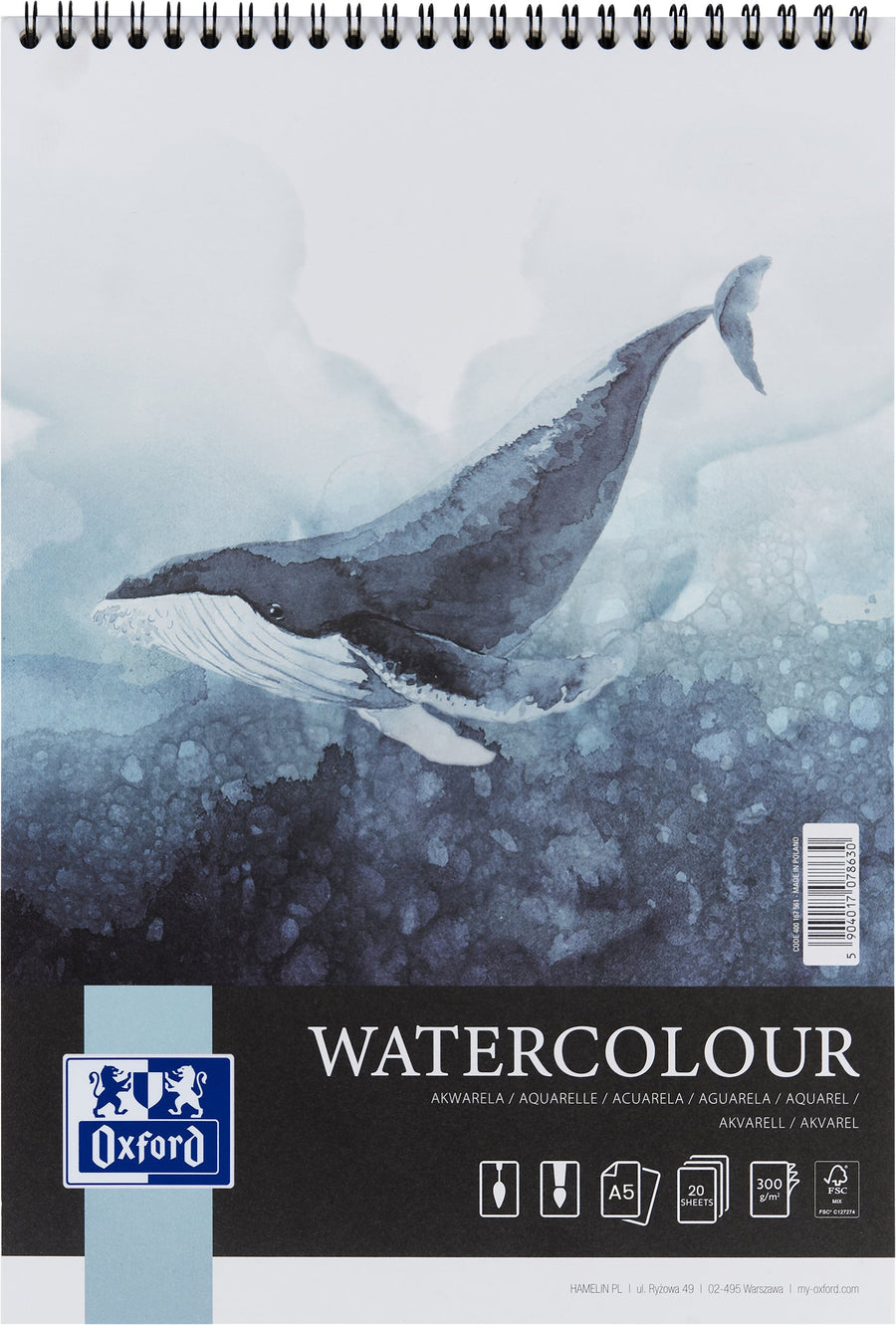 Aquarelblok Oxford Watercol A5 20v 300gr spiraal