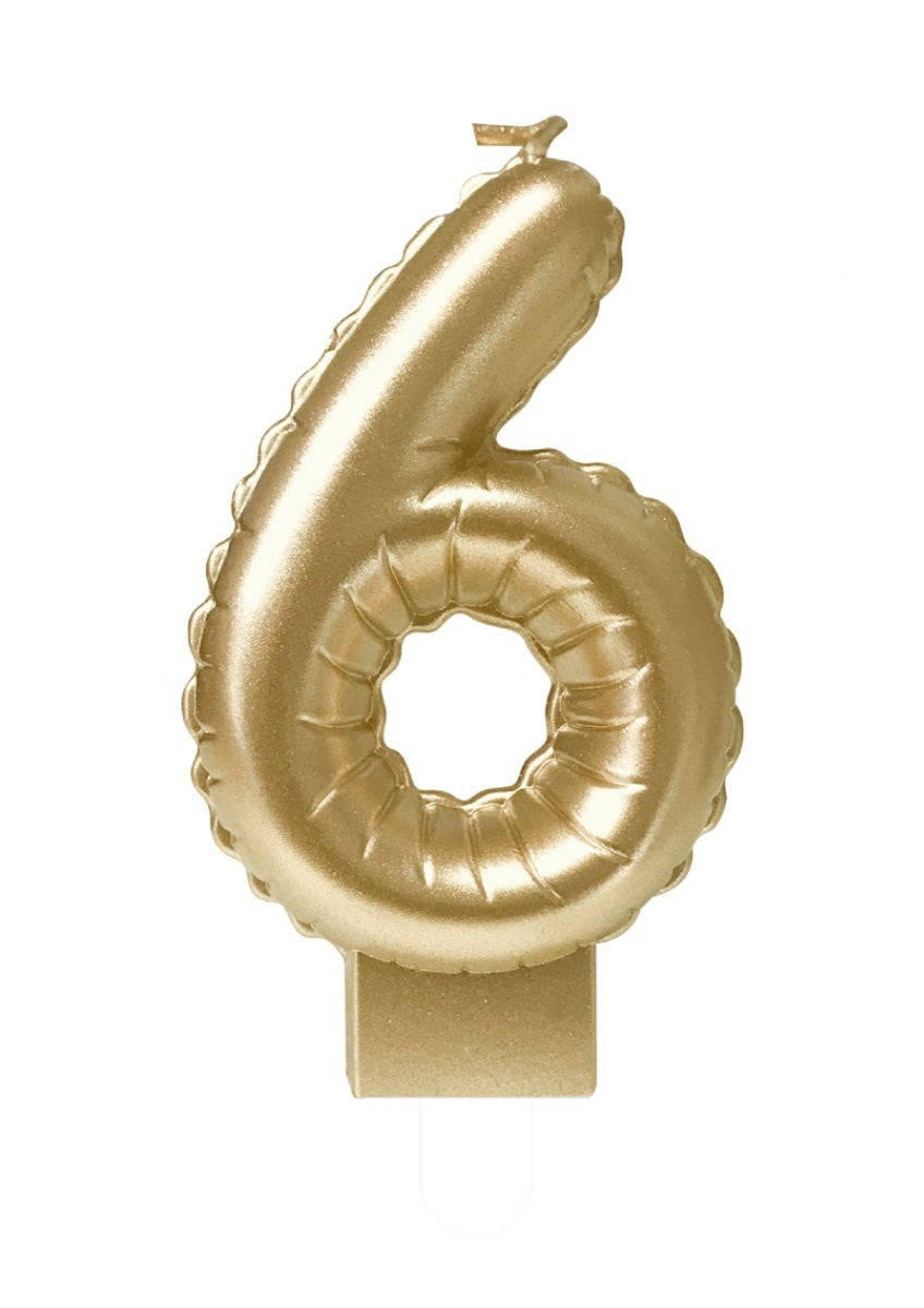 Foil balloon candle gold 6
