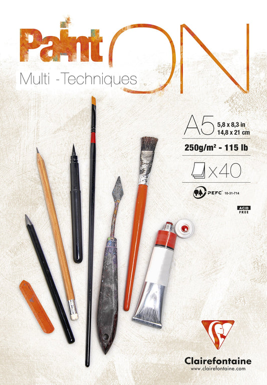 Tekenblok Clairefontaine Paint On A5 40 vel 250g