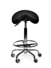 Premium zadelkruk zwart standaard met voetring