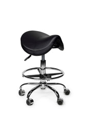 Premium zadelkruk zwart laag met voetring - afbeelding 6
