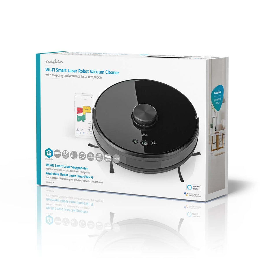 Robotstofzuiger Nedis wifi laser 3-in-1 zwart