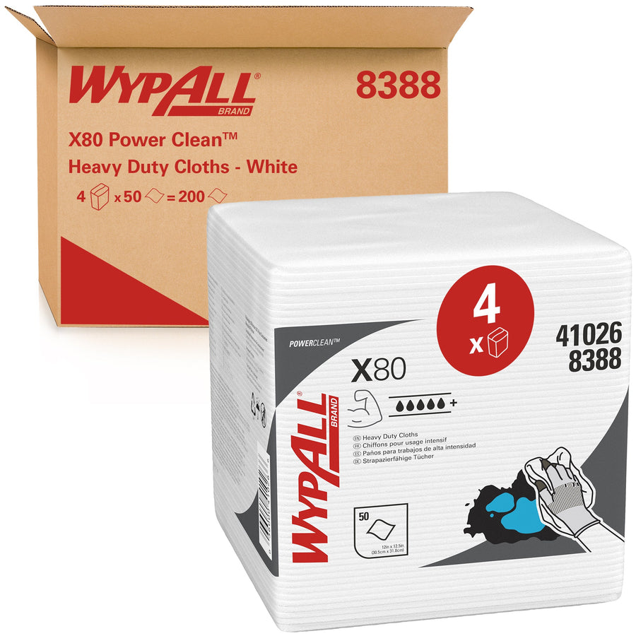 Poetsdoek WypAll X80 PowerClean 305x317mm wit