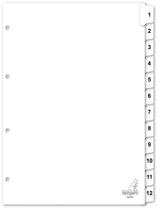 Tabblad Kangaro 4r PK412C nr 1 12 wit karton