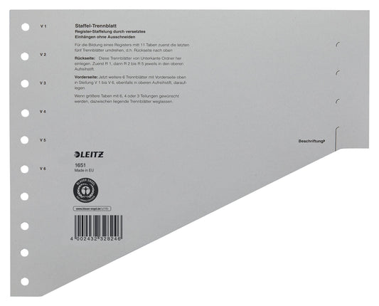 SCHEIDINGSBLADEN LEITZ 1651 KARTON A4 200GR GRIJS