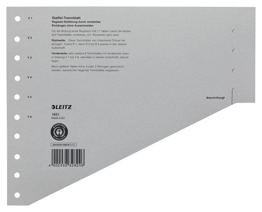 SCHEIDINGSBLADEN LEITZ 1651 KARTON A4 200GR GRIJS