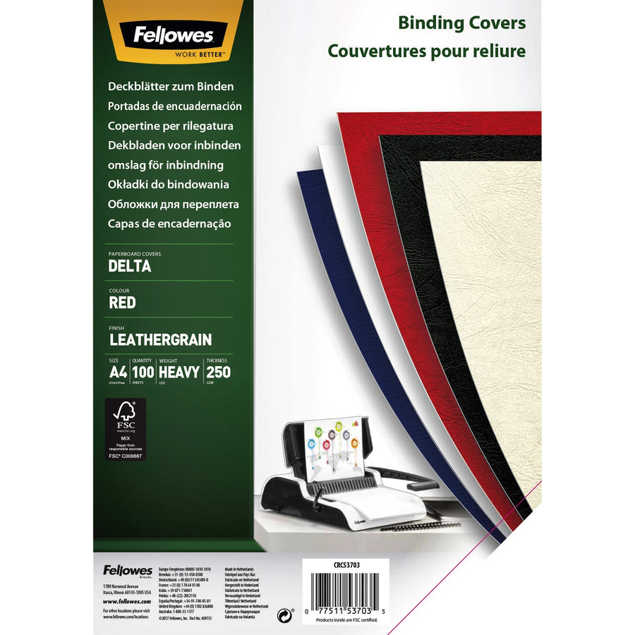 Voorblad Fellowes A4 lederlook rood
