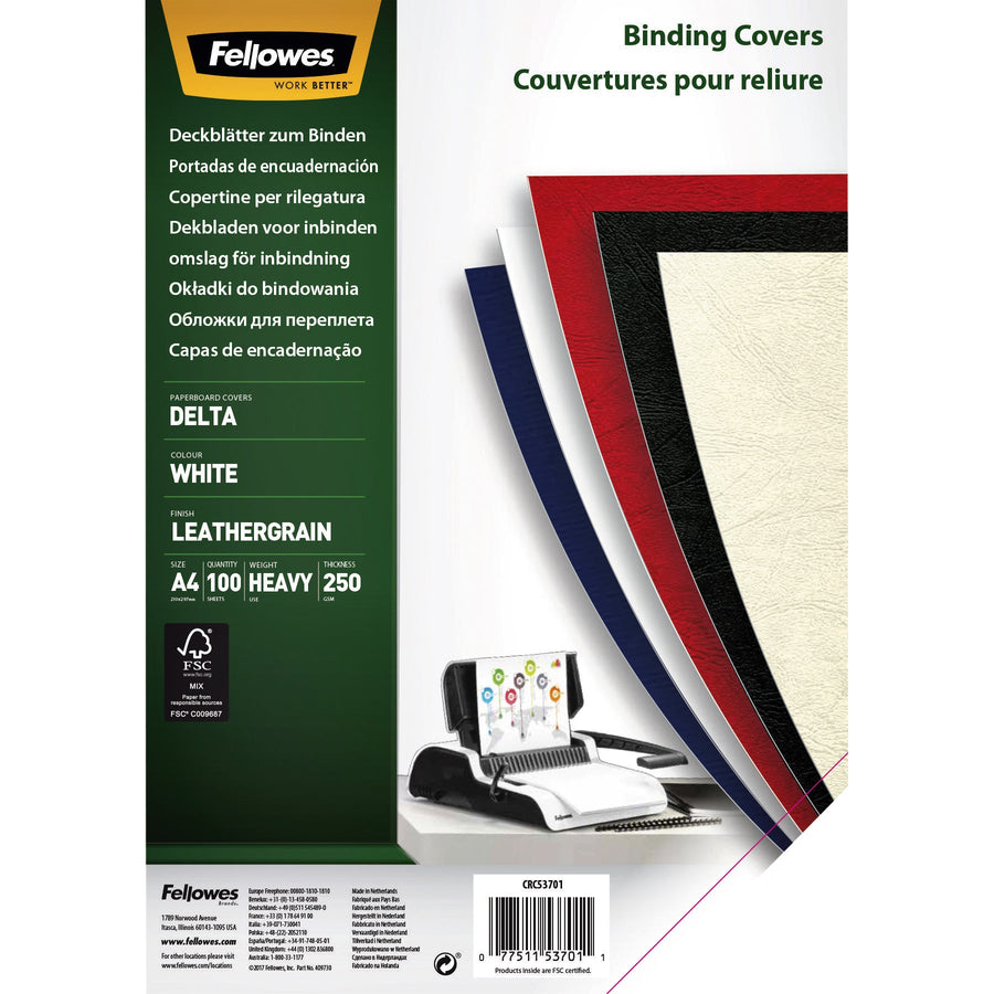 Voorblad Fellowes A4 lederlook wit