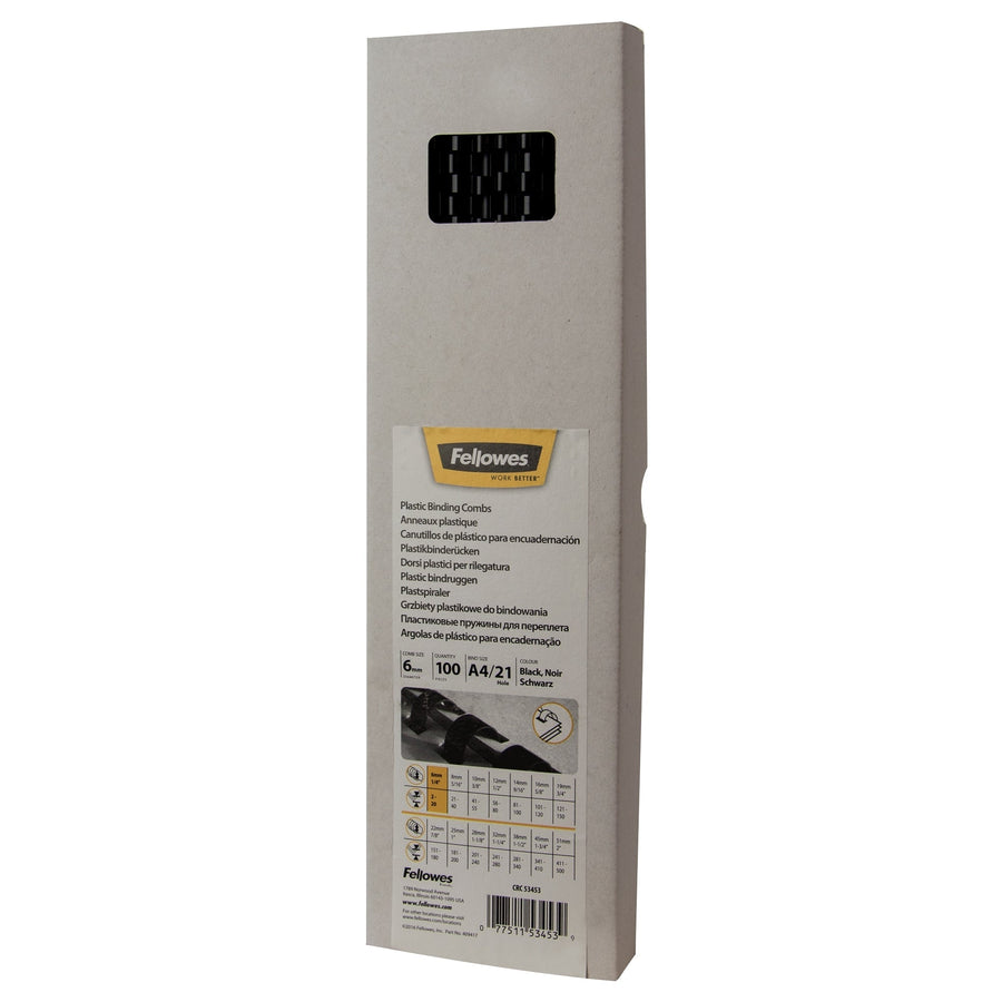Bindrug Fellowes 6mm 21rings A4 zwart