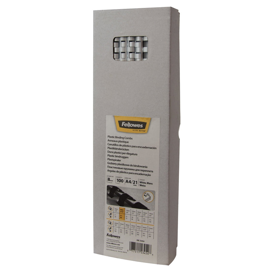 Bindrug Fellowes 8mm 21rings A4 wit