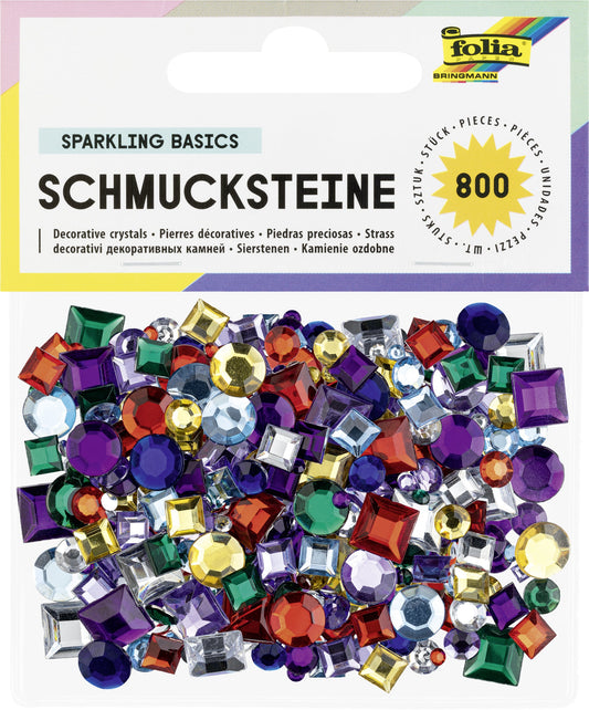 Glitter steentjes Folia 800stuks div kl en afm