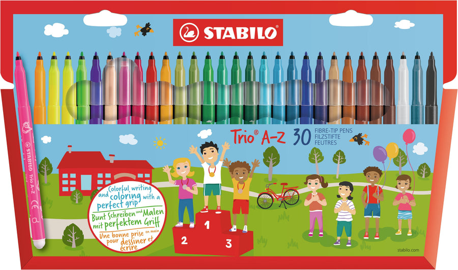 Viltstift STABILO Trio A-Z 378/30 30st assorti
