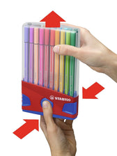 Viltstift STABILO Pen 68/20 rood/blauw etui M 20st - afbeelding 2