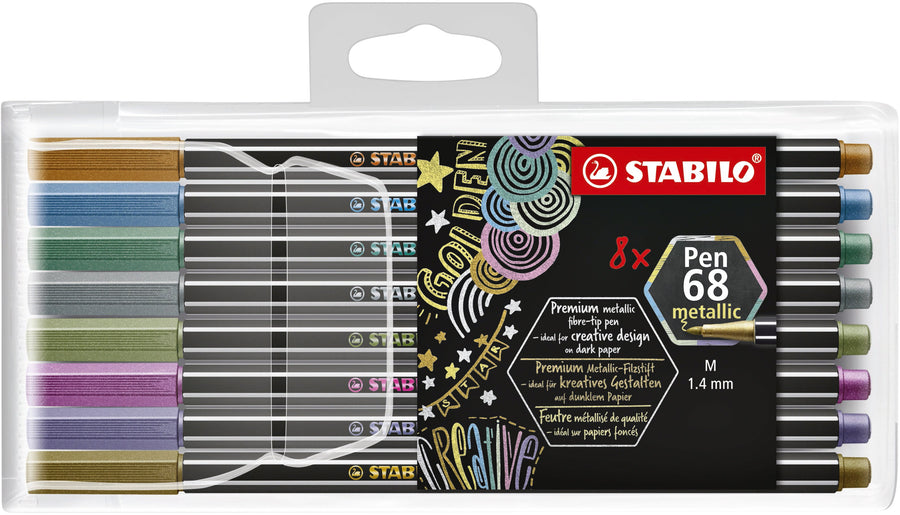 Viltstift STABILO Pen 68/8 M metallic ass 8st