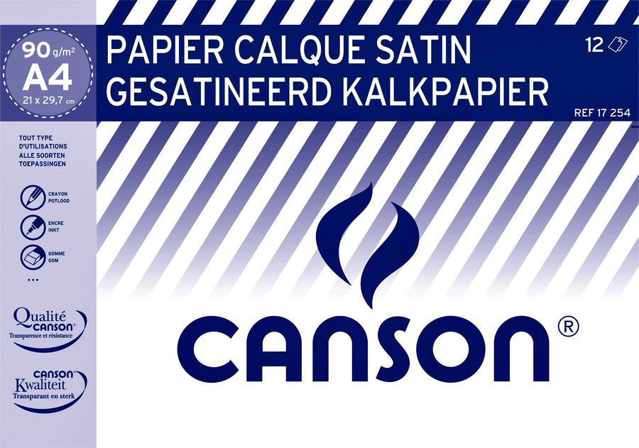 Kalkpapier Canson 12vel 90gr A4 doorschijnend