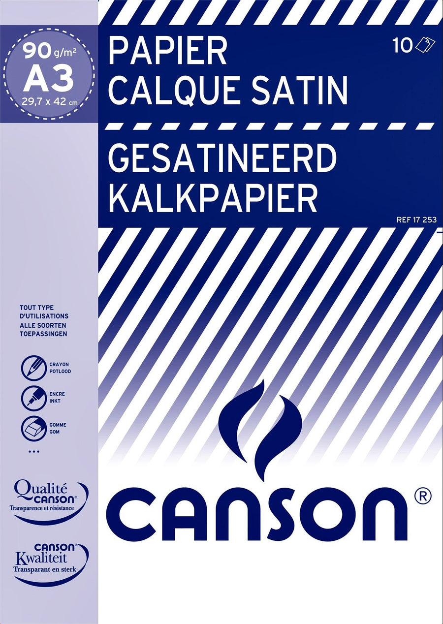 Kalkpapier Canson 10vel 90gr A3 doorschijnend