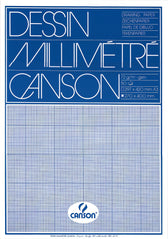 Millimeterpapier Canson lichtblauw bedrukt A3 wit