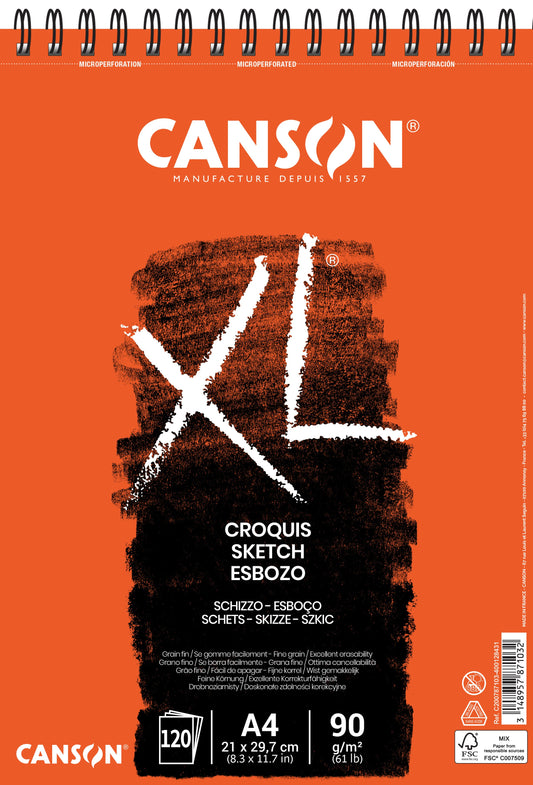 Schetspapier Canson XL Sketch 90gr A4 ivoorwit